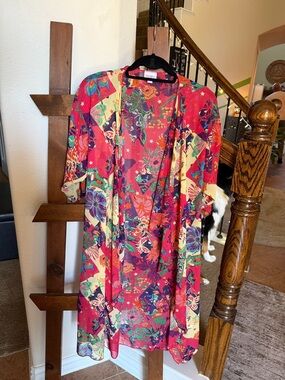 LuLaRoe Floral Red Multi Swim Coverup